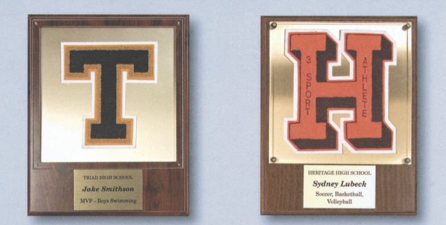 athletics plaques with letters