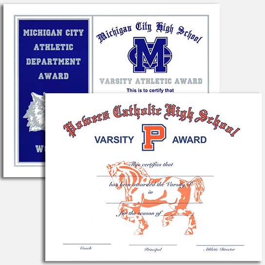 school athletic certificates