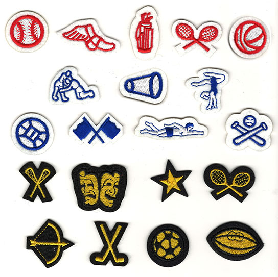 small embroidered sports and activity patches