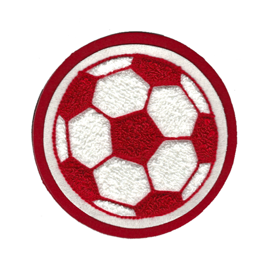Red and white soccer patch for letterman jacket