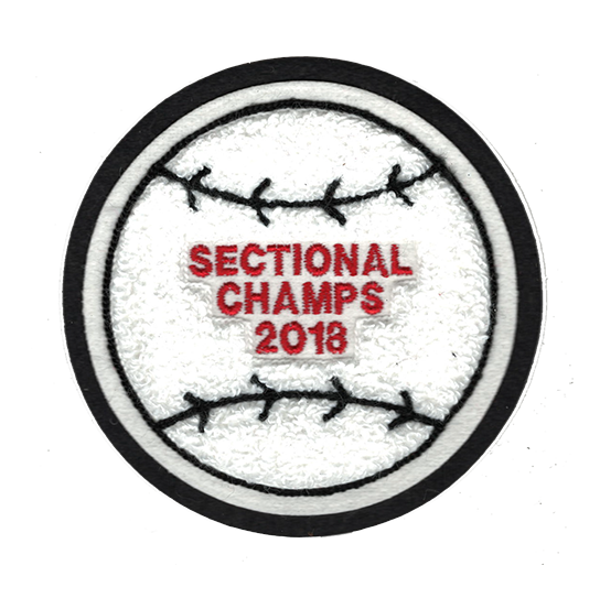 2018 sectional champs chenille baseball patch for letterman jacket